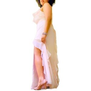 BARBIE™ AZAZIE Chiffon Ruffle Column Dress with Leg Slit